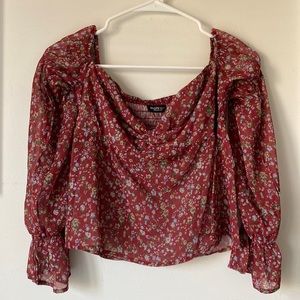 Nasty Gal Plant Make It Floral Off-the Shoulder Top Red